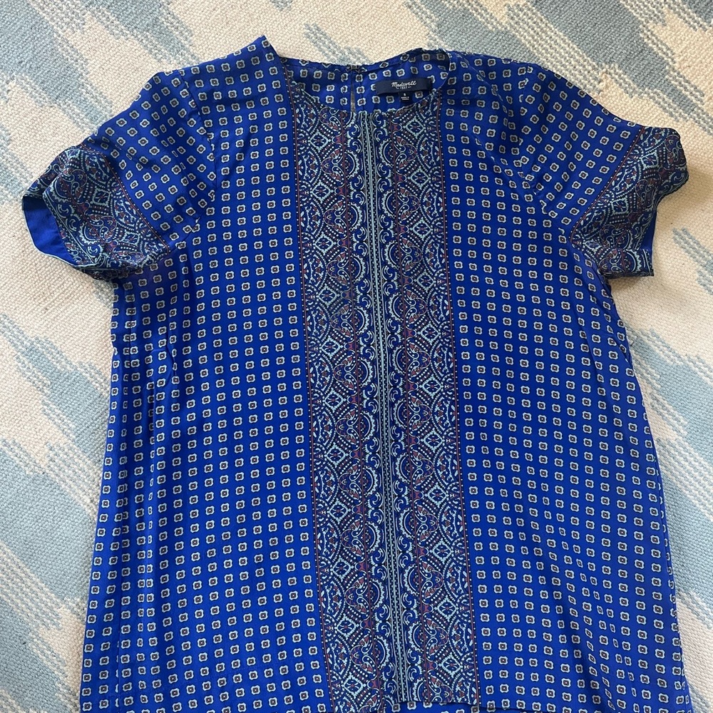 Madewell Blue Silk Swing Top